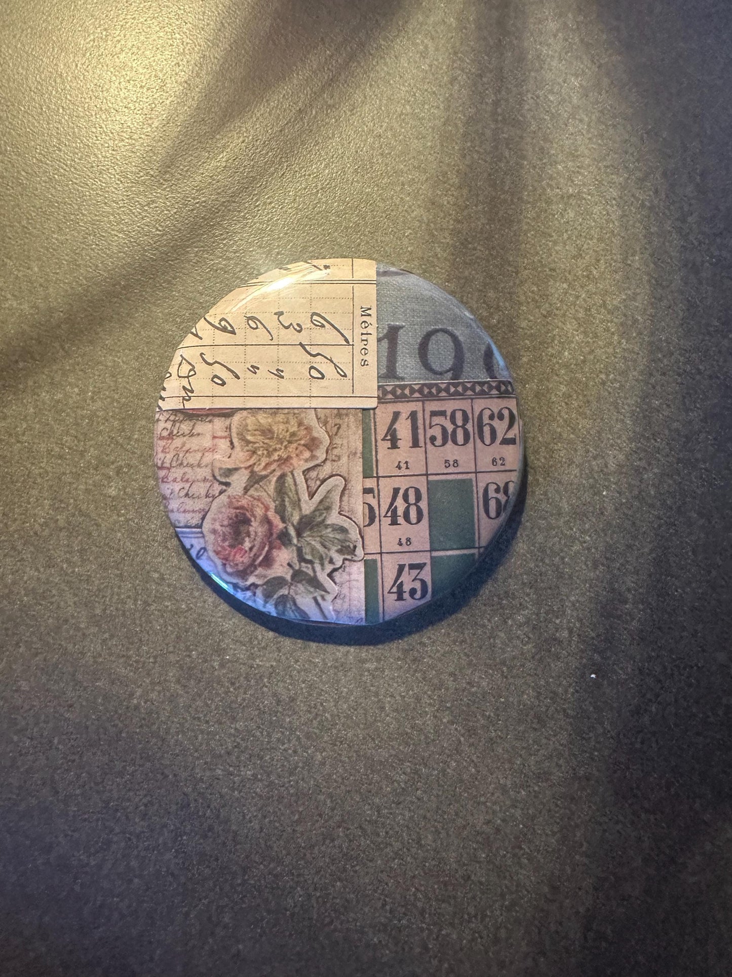 Vintage Paper Collage Pin