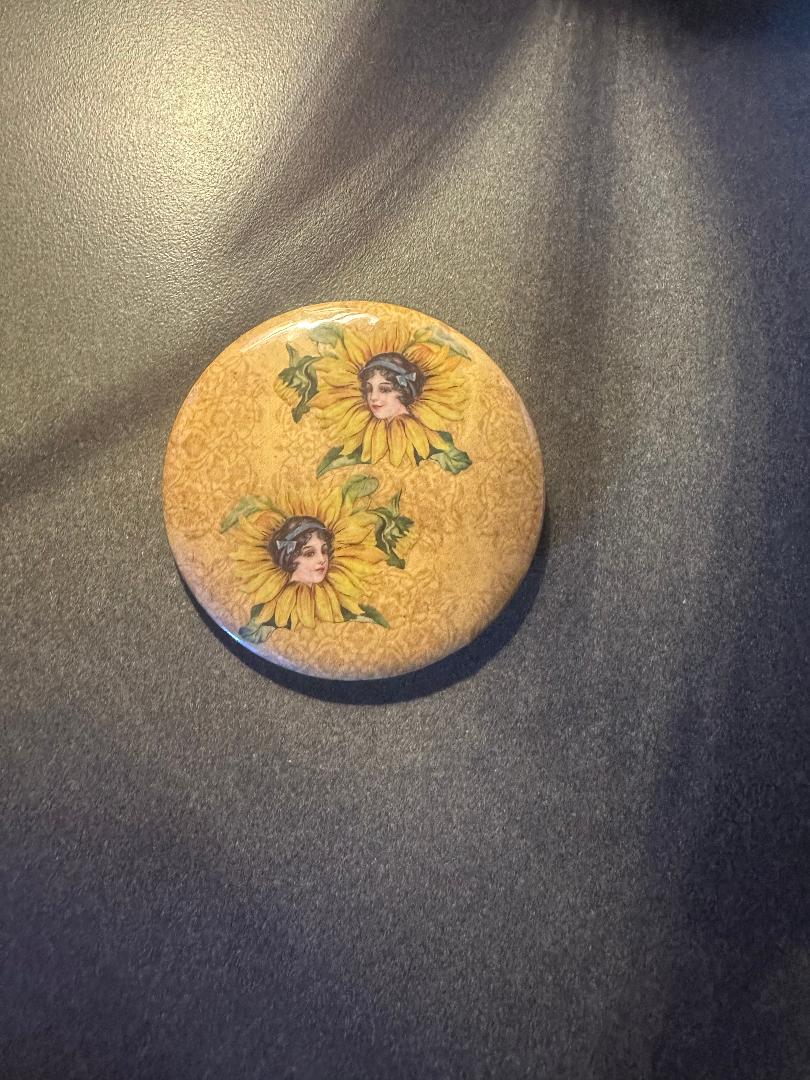 Yellow Antique Floral Lady Pin