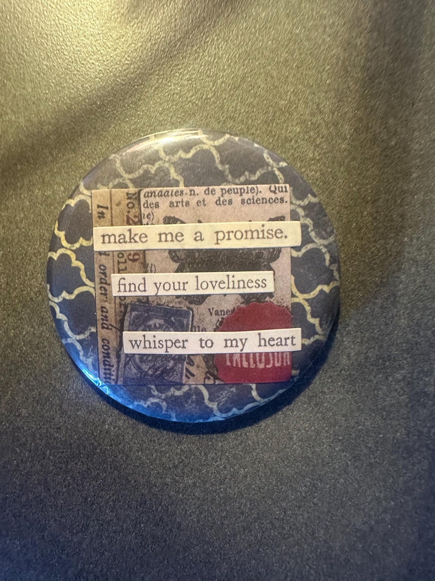 Two Vintage Collaged Matching Pins