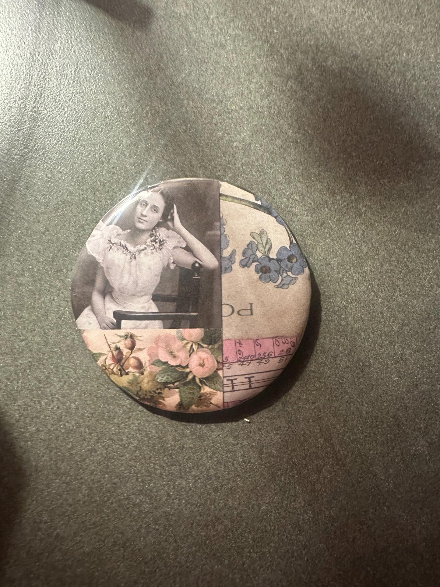 Vintage Woman Collage Pin
