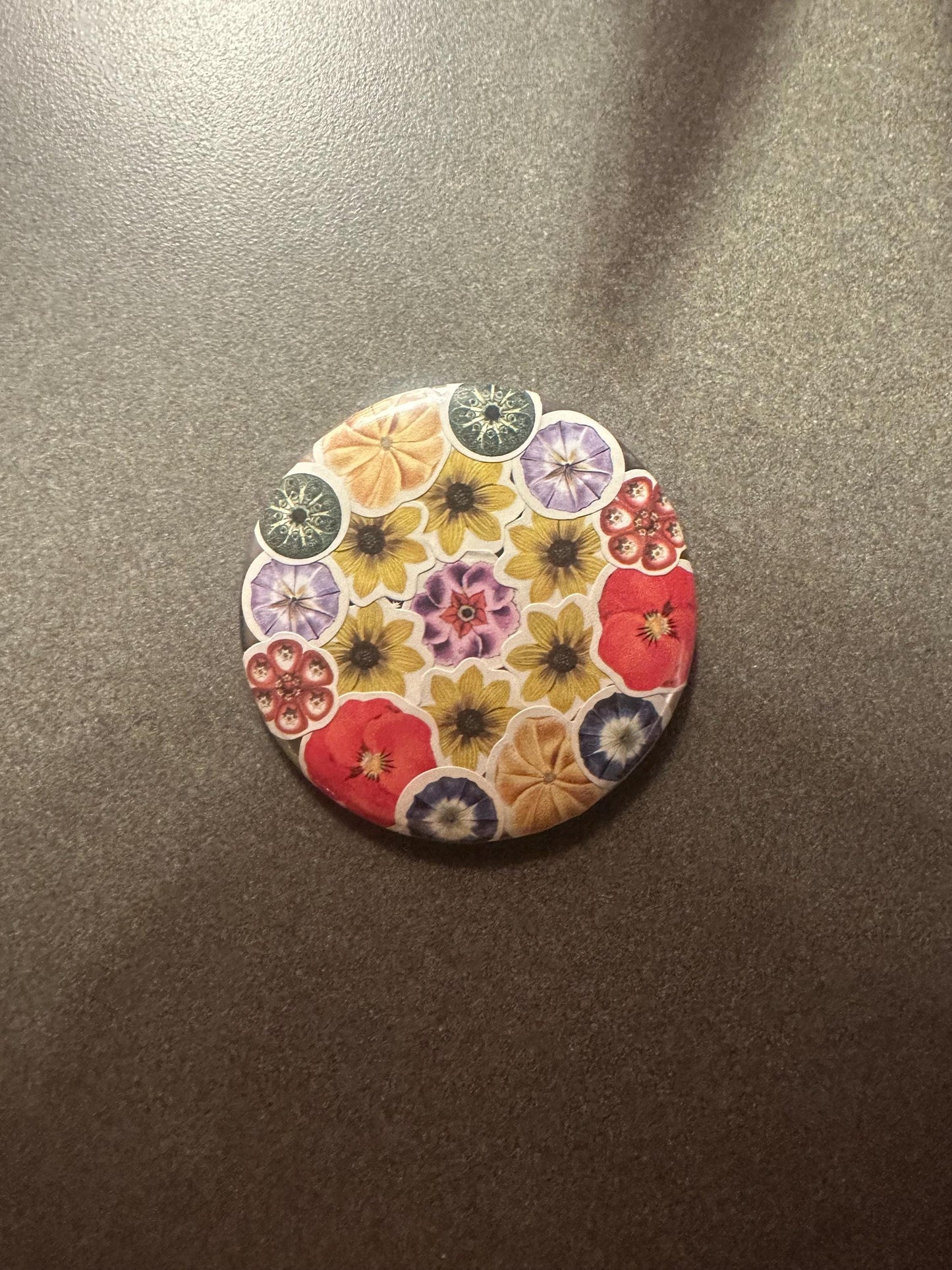 Two Floral Collaged Pins