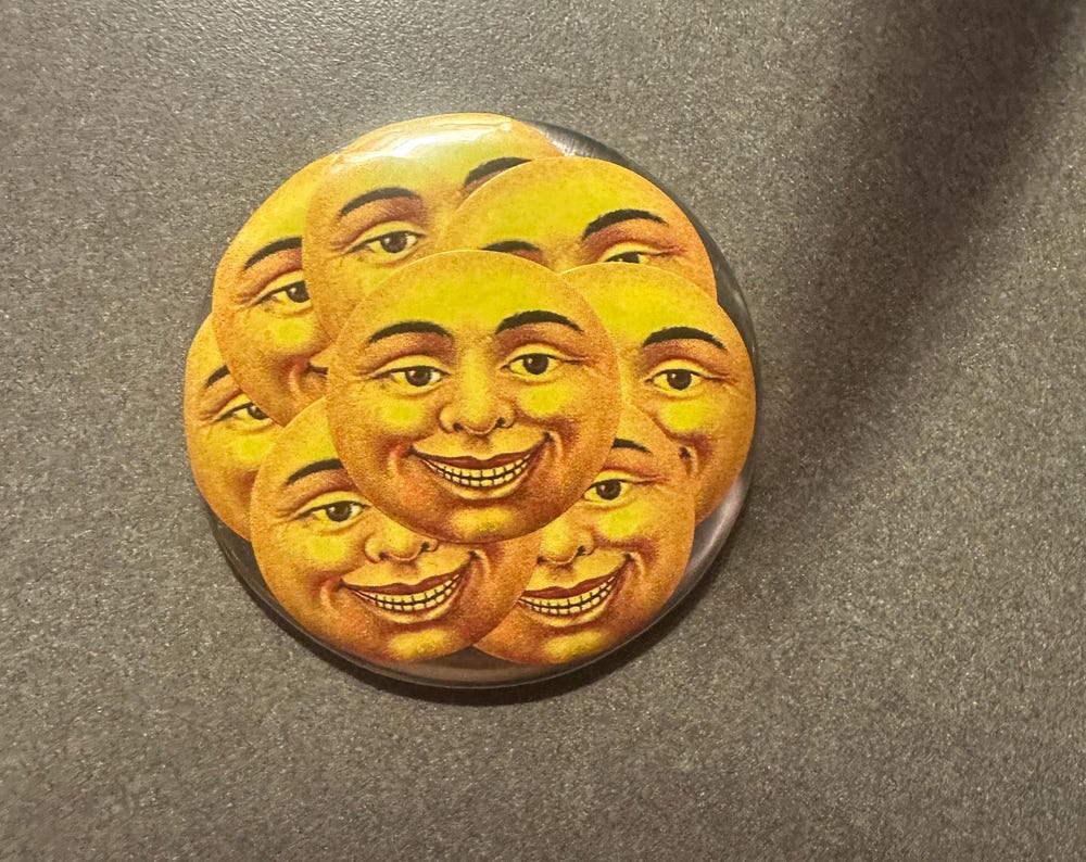 Vintage Creepy Full Moon Pin