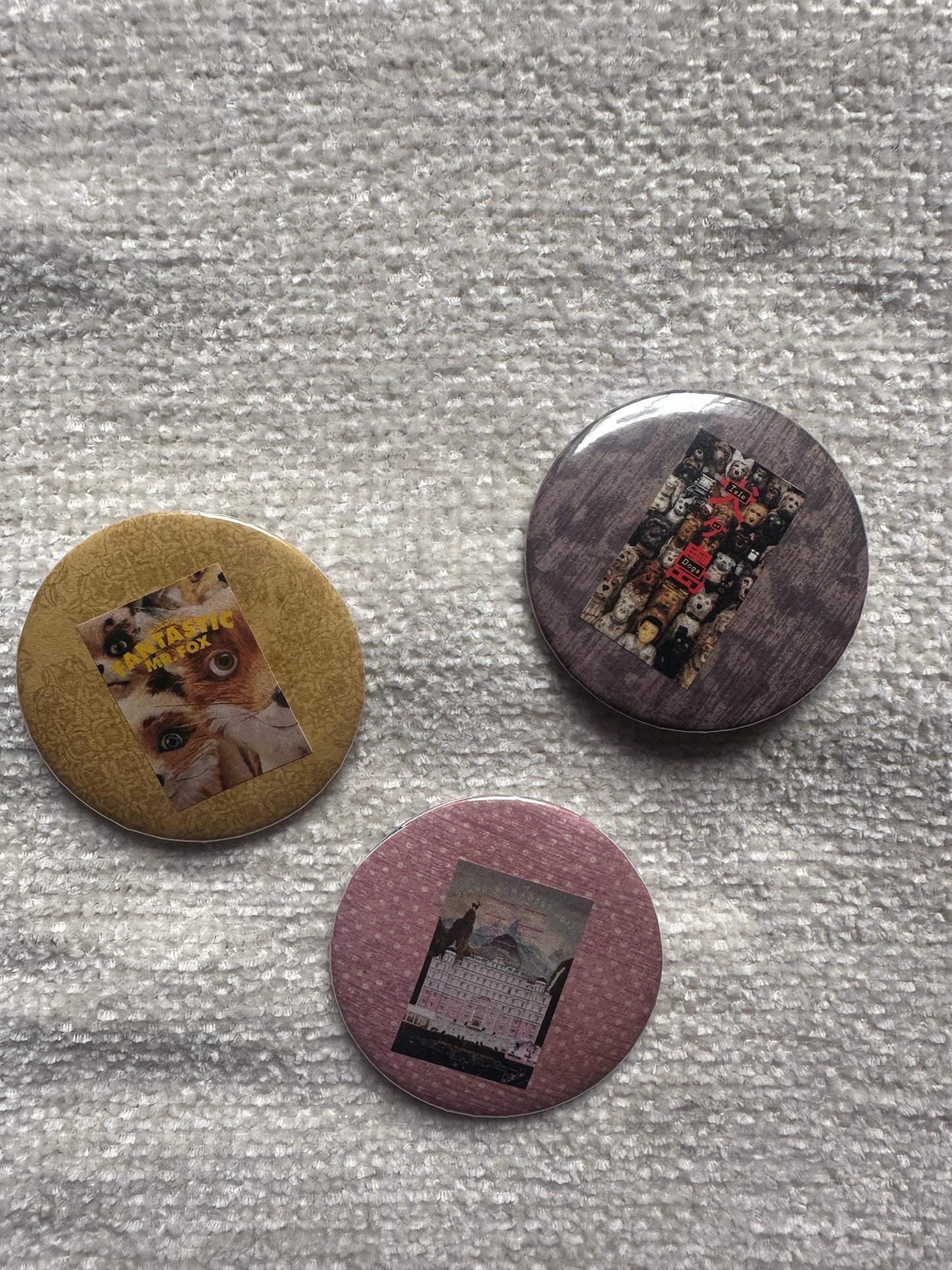Wes Anderson Film Pin Pack (Fantastic Mr. Fox, Isle of Dogs, Grand Budapest Hotel)